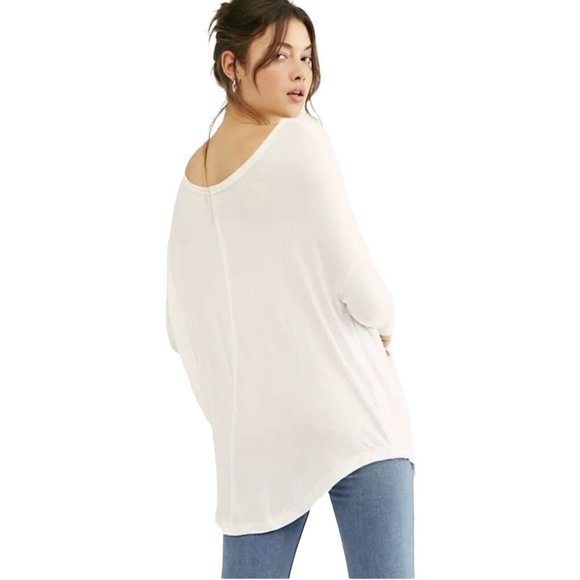 Free People Moonshine White V-Neck Tunic Top Small - Picture 4 of 9